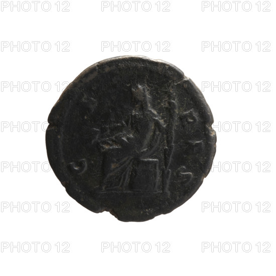 Denarius; obverse: Bust of Faustina the Younger in drapery facing right, inscription FAVSTINA ·