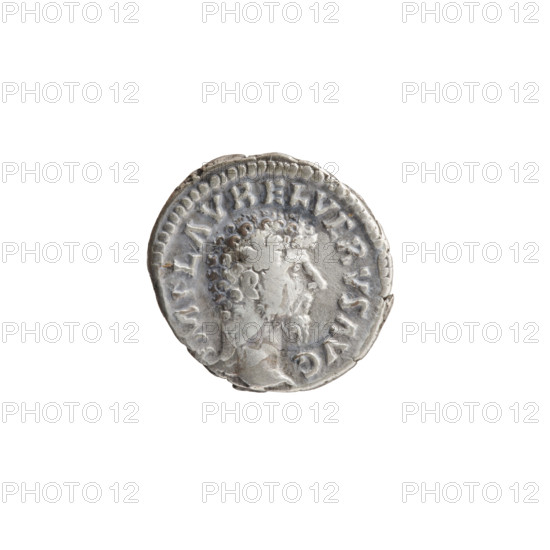Denarius of Lucius Verus (130–169; Roman emperor 161–169). Obverse: Head of Lucius Verus uncovered