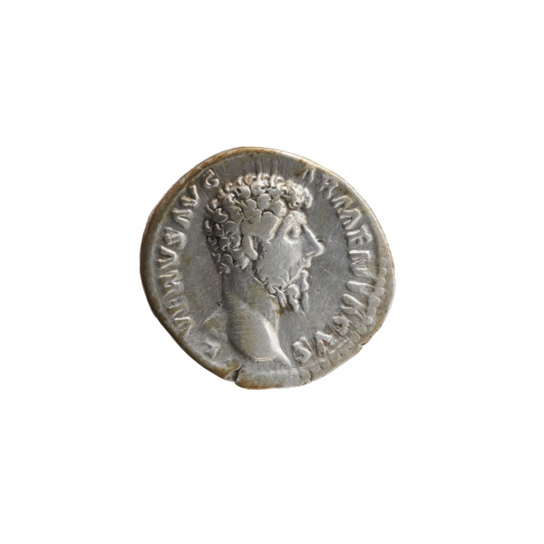 Denarius of Lucius Verus (130–169), Roman emperor 161–169. Obverse: head of Lucius Verus bare,