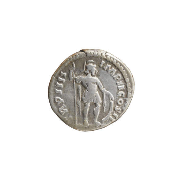 Denarius of Lucius Verus (130–169), Roman emperor 161–169; obverse: head of Lucius Verus bare to