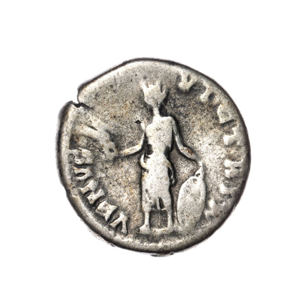 Denarius of Lucilla (149–182), Lucius Verus (130–169) issuer. Obverse: Bust of Lucilla in drapery