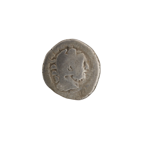 Denarius of Commodus (reigned 177–192). Obverse: laureate bust of Commodus facing right,