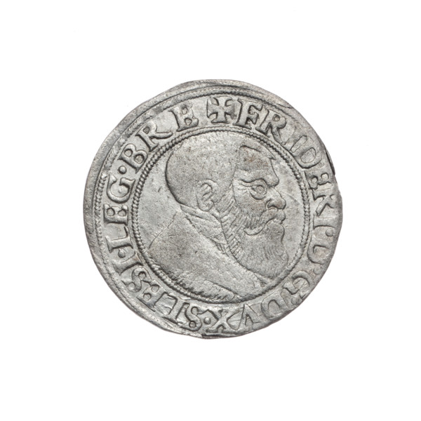 Obverse: Male bust turned right, with a beard and sideburns, wearing a coat with a wide collar; in