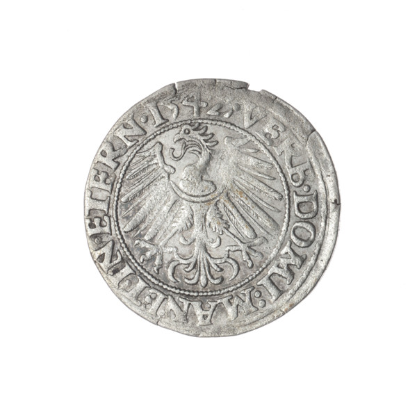 Obverse: Male bust of Frederick II, Duke of Brzeg-Legnica, turned right, with beard and sideburns,