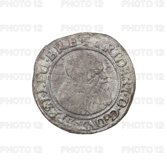 Obverse: Male bust turned right, with a beard and sideburns, wearing a coat with a wide collar; in