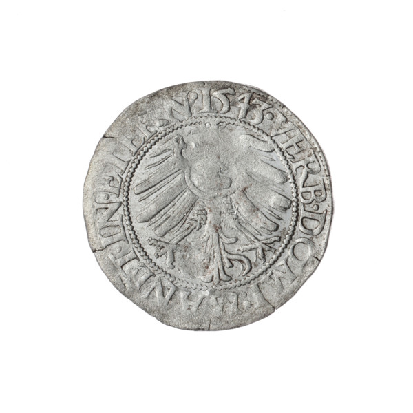 Male bust turned right, with a beard and sideburns, wearing a coat with a wide collar. Obverse rim
