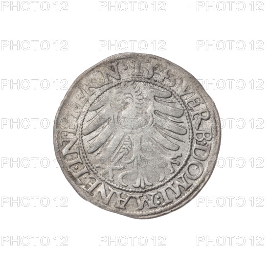 Obverse: Male bust turned right, with a beard and sideburns, wearing a coat with a wide collar; in