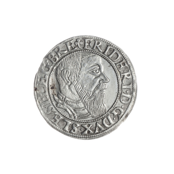 Obv. Male bust in armour turned right with beard and sideburns; in the rim between the pearly