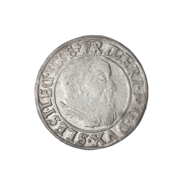 Obverse: Male bust in armour turned right with a beard and sideburns; in the rim between the pearly