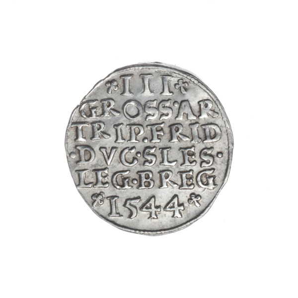 Trojak by Michael Stoltz (fl. ca. 1540–1555), depicting Frederick II, Duke of Brzeg-Legnica