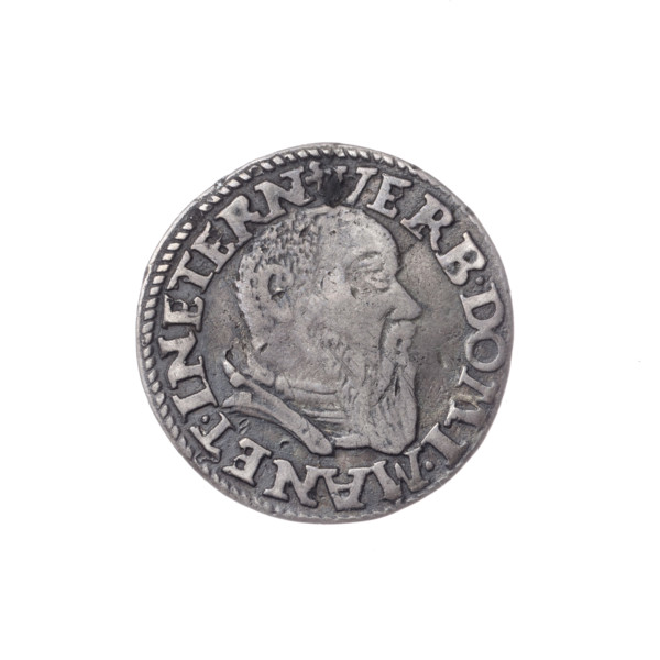 Trojak, maker Stoltz, Michael (fl. ca. 1540–1555). Obverse: male bust in armour turned right, with