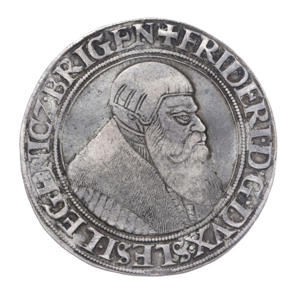Thaler by Michael Stoltz (fl. ca. 1540–1555) depicting Frederick II, Duke of Brzeg-Legnica