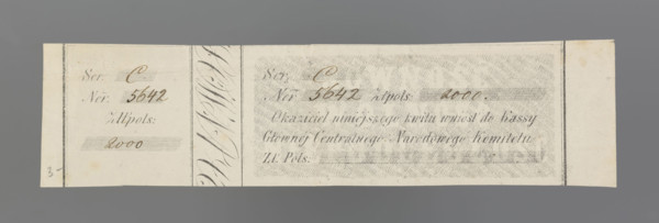 Receipt for the cashier of the Main Central National Committee, National Government; securities,