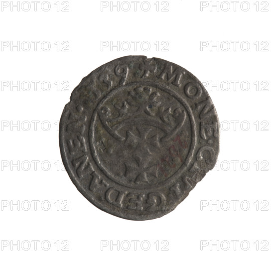 Gdansk szelag, Sigismund I the Old (King of Poland; 1506–1548). Polish coin, 1539. Obverse: Eagle