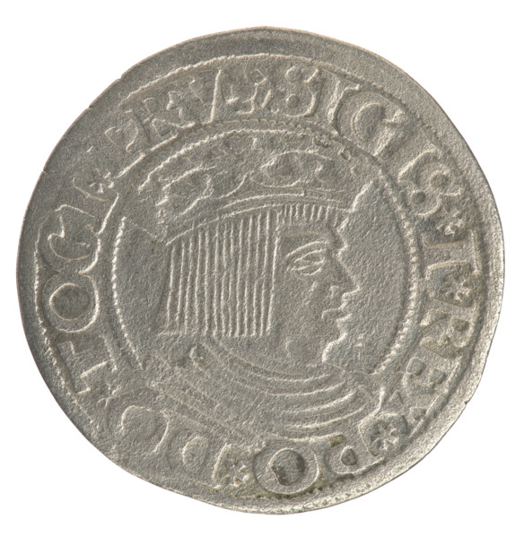 Gdansk grosz, Sigismund I the Old (King of Poland; 1506–1548). Polish coin (1534). Obv.: Crowned