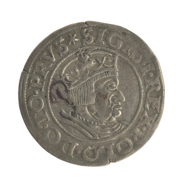 Gdansk grosz, Sigismund I the Old (King of Poland; 1506–1548). Polish coin, 1535. Obv.: Crowned