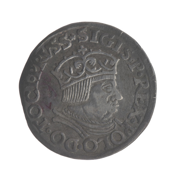 Gdansk troika, Sigismund I the Old (King of Poland; 1506–1548). Obverse: Crowned male bust in