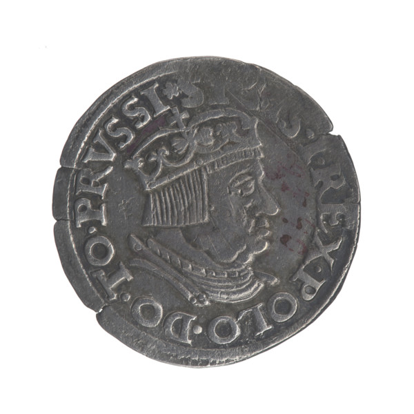 Gdansk troika, Sigismund I the Old (King of Poland; 1506–1548). Polish coin, 1536. Obverse: Crowned