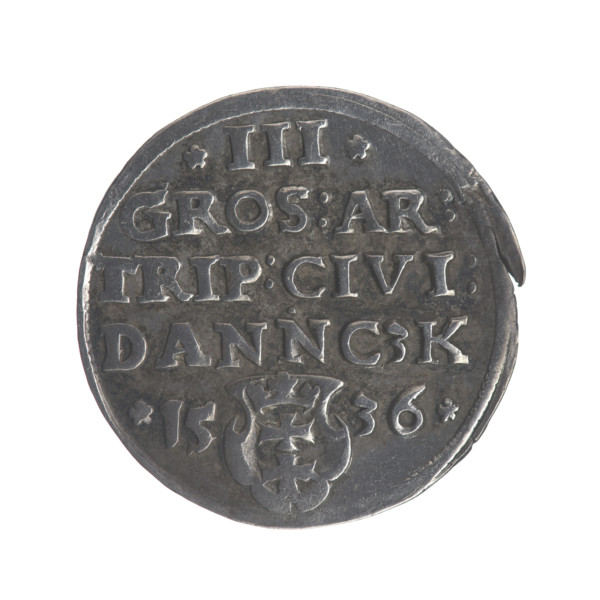 Gdansk trojak, Sigismund I the Old (King of Poland; 1506–1548), Polish coin, Jagiellonian dynasty;