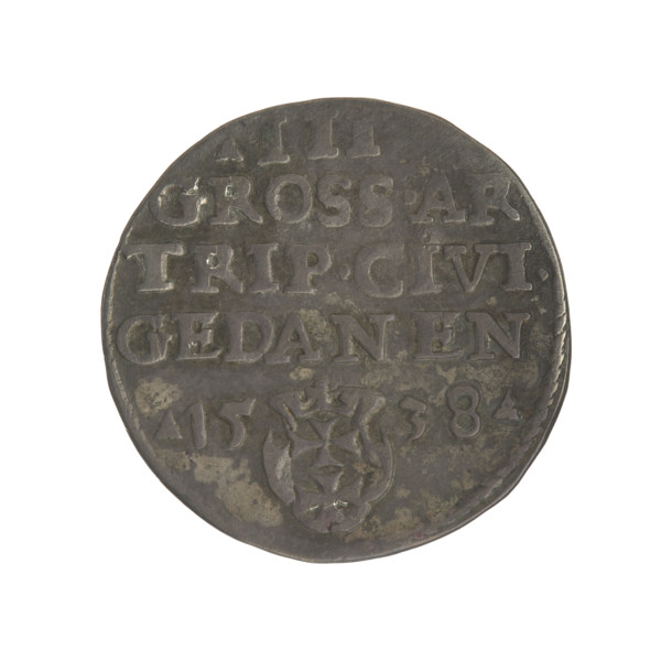 Gdansk troika, Sigismund I the Old (King of Poland; 1506–1548). Obverse: Crowned male bust in