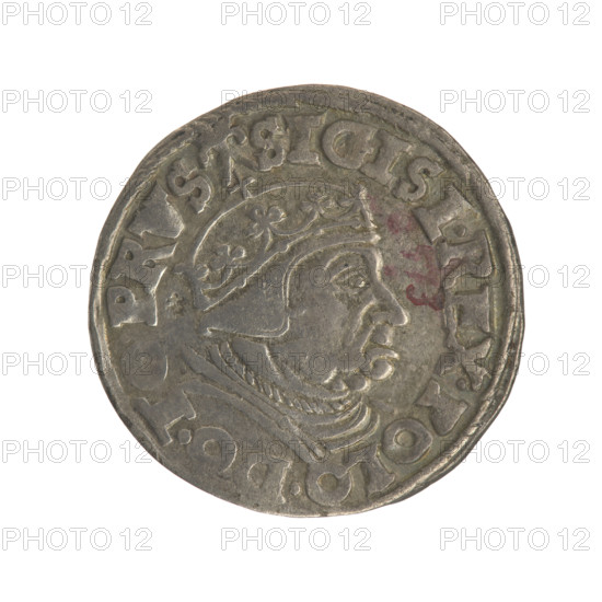 Gdansk trojak, Sigismund I the Old (King of Poland; 1506–1548). Polish coin, 1538. Obverse: Crowned
