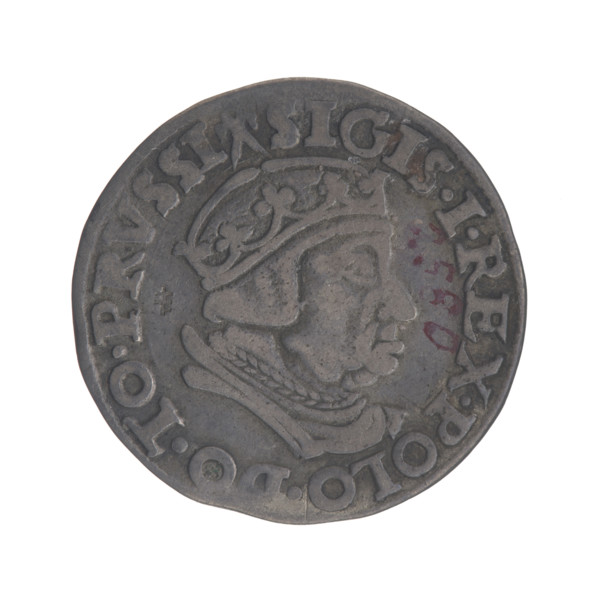 Gdansk troika, Sigismund I the Old (King of Poland; 1506–1548). Polish coin, 1538. Obverse: Crowned