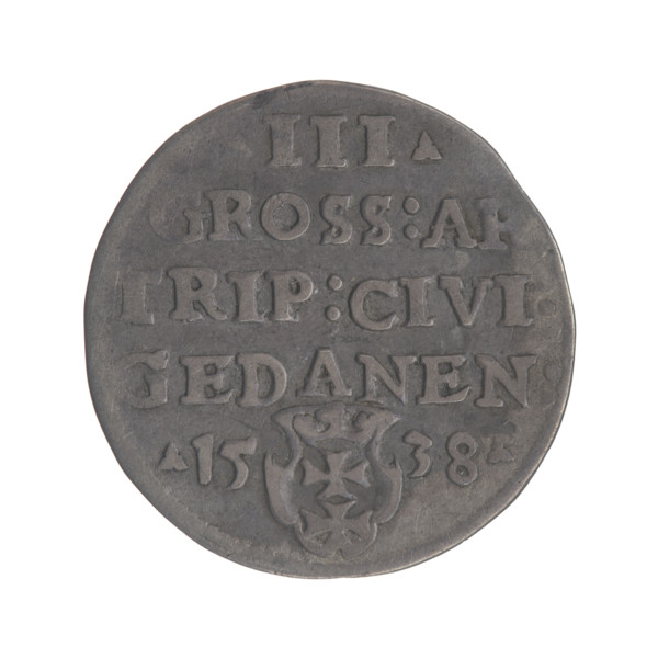 Gdansk troika, Sigismund I the Old (King of Poland; 1506–1548). Polish coin, Jagiellonian dynasty.