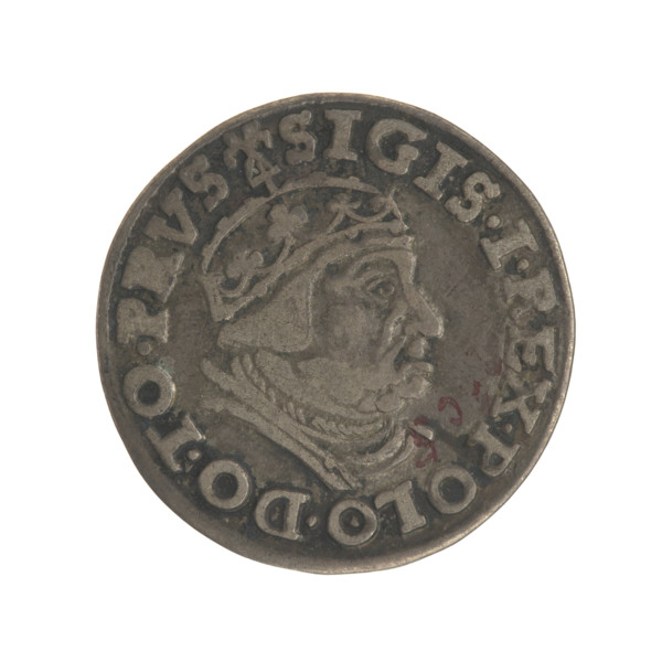 Gdansk troika, Sigismund I the Old (King of Poland; 1506–1548). Polish coin, 1539. Obverse: Crowned