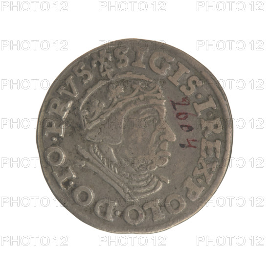 Gdansk trojak, Sigismund I the Old (King of Poland; 1506–1548). Polish coin, 1539. Obverse: Crowned