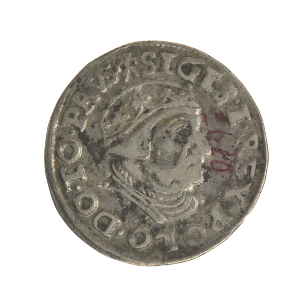 Gdansk trojak, Sigismund I the Old (King of Poland; 1506–1548). Obverse: Crowned male bust in
