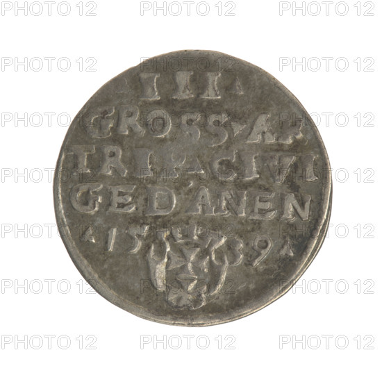 Gdansk trojak, Sigismund I the Old (King of Poland; 1506–1548). Polish coin, 1539. Obverse: crowned