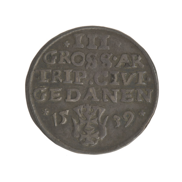 Gdansk trojak, Sigismund I the Old (King of Poland; 1506–1548). Obv.: Crowned male bust in profile