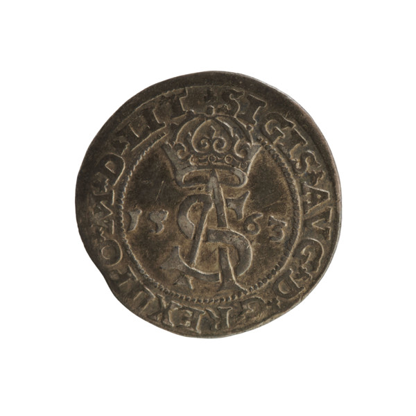 Lithuanian trojak, Sigismund II Augustus (king of Poland; 1544–1572); obverse: under the crown, a