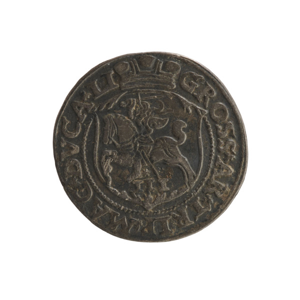 Lithuanian trojak, Sigismund II Augustus (king of Poland; 1544–1572); tied SA monogram under a