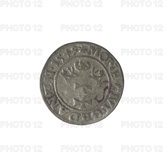 Gdansk szelag, Sigismund II Augustus (King of Poland; 1544–1572). Obv.: Eagle of Royal Prussia, in