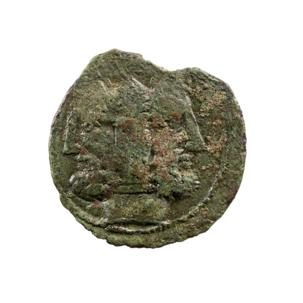 As, Rubrius Dossenus, L. (fl. 87 BC), publisher; obverse: head of Janus in laurel wreath with altar