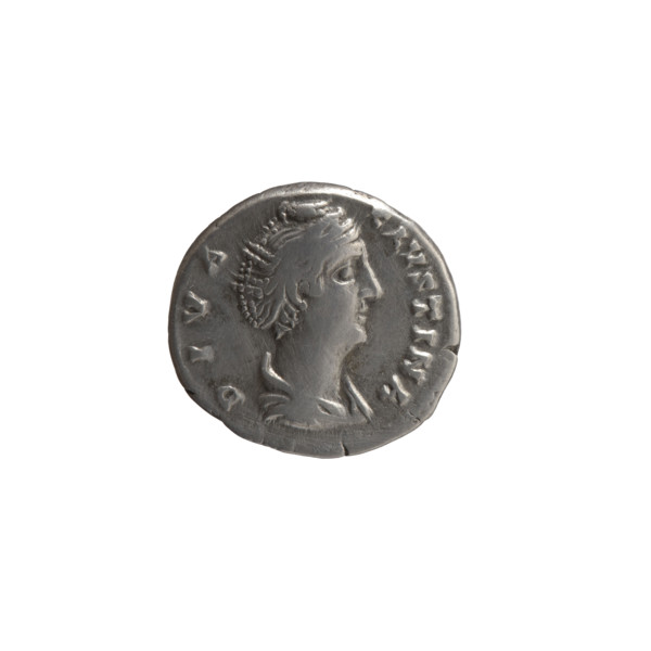 Denarius, posthumous issue for Faustina the Elder (98–141; Roman empress 138–141). Obverse: Bust of