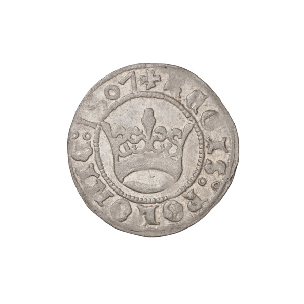Crown half-grosz, Sigismund I the Old (King of Poland; 1506–1548). Obverse: Polish eagle with