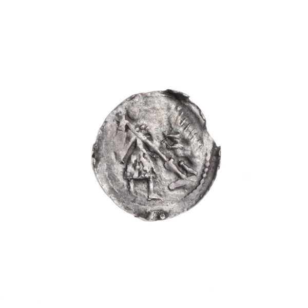 Denarius, Boleslaw III Krzywousty (prince of Poland; 1107–1138). Obverse: in the beaded border, a