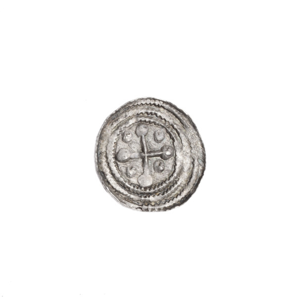 Denarius of Boleslaw III Krzywousty (prince of Poland; 1107–1138). Obverse: In a linear border, a