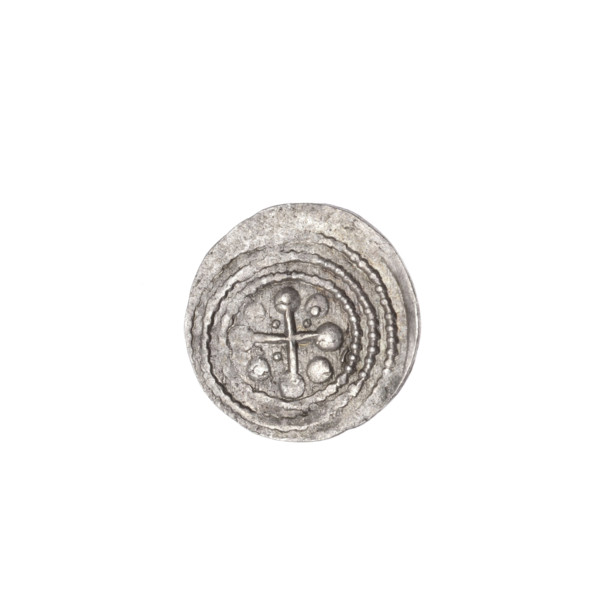 Denarius, Boleslaw III Krzywousty (prince of Poland; 1107–1138). Obverse: in the beaded border, a