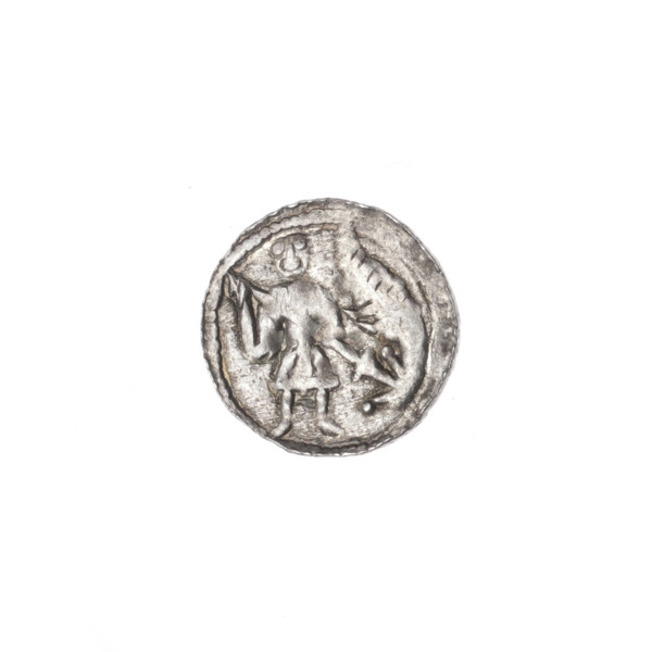 Denarius of Boleslaw III Krzywousty (Prince of Poland; 1107–1138). Obverse: in a beaded border, a