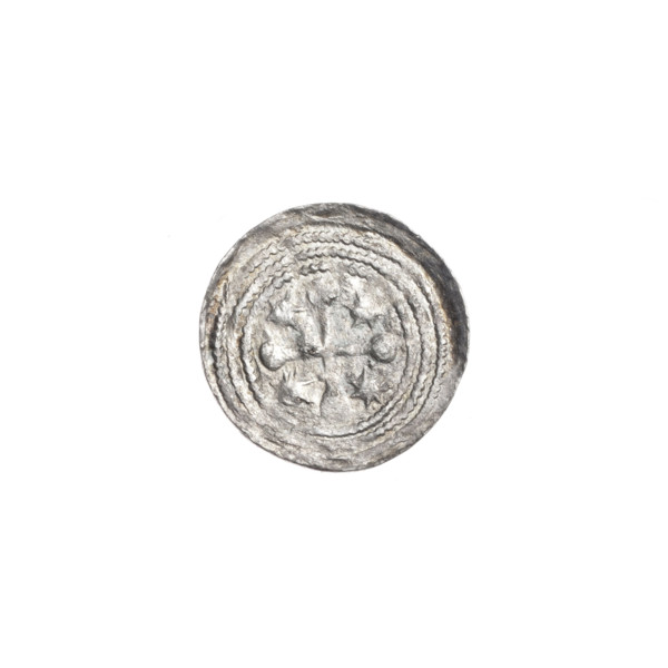 Denarius, Boleslaw III Krzywousty (prince of Poland; 1086–1138). Obverse: in the beaded border, a
