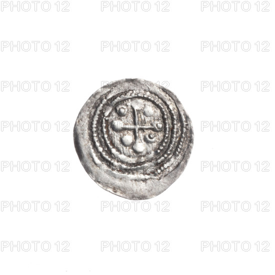 Denarius, Boleslaw III Krzywousty (prince of Poland; 1086–1138). Obverse: in the beaded border, a