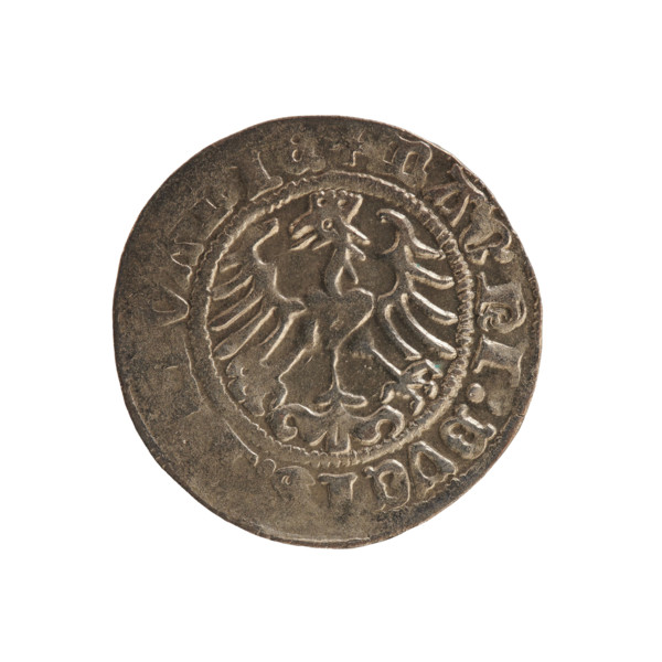 Lithuanian half-grosz, Sigismund I the Old (king of Poland; 1506–1548). Obverse: Pursuer (emblem of