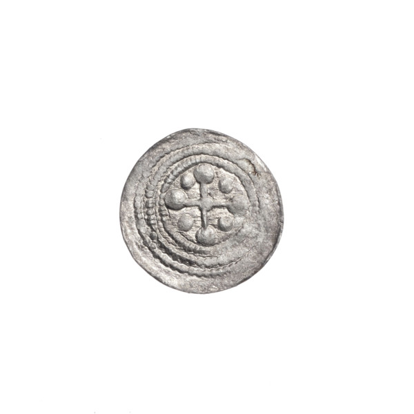 Denarius of Boleslaw III Krzywousty (prince of Poland; 1107–1138). Obverse: in a beaded border, a
