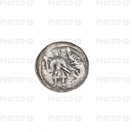Denarius of Boleslaw III Krzywousty (prince of Poland; 1107–1138). Obverse: in a beaded border, a