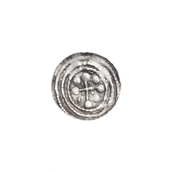 Denarius, Boleslaw III Krzywousty (prince of Poland; 1107–1138). Obverse: in the beaded border, a