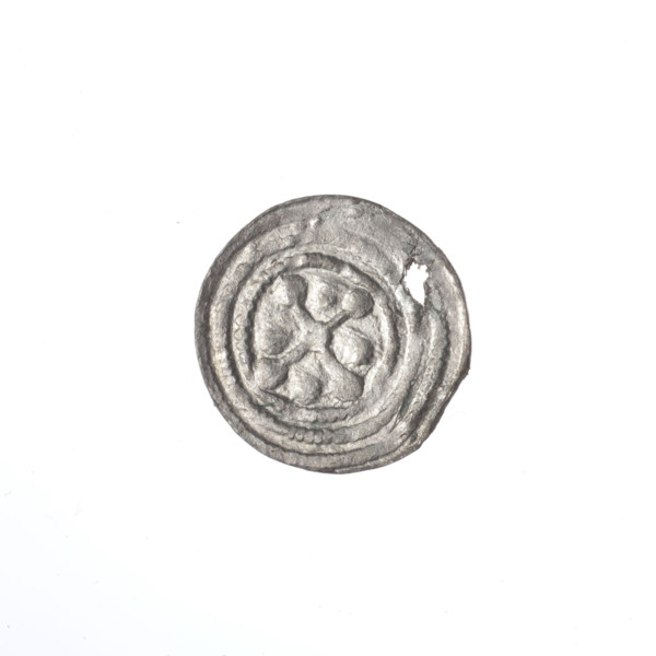 Denarius of Boleslaw III Krzywousty (prince of Poland; 1107–1138). Obverse: in the beaded border, a