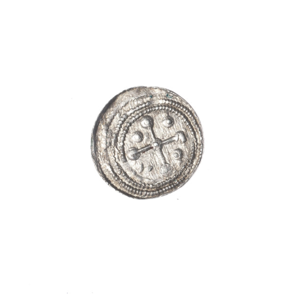 denarius, Boleslaw III Krzywousty (Prince of Poland; 1107–1138), allegories, chainmail, spearhead